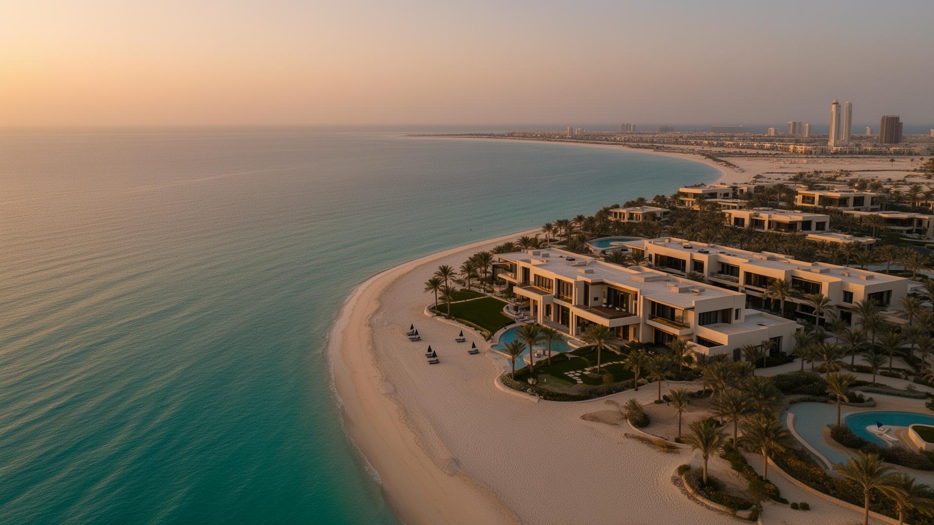 Luxury beachfront resort at twilight